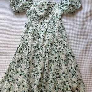 Jessica Simpson Green Puff Sleeve Sundress